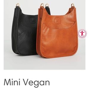 Mini Vegan Leather Messenger Bag-Camel